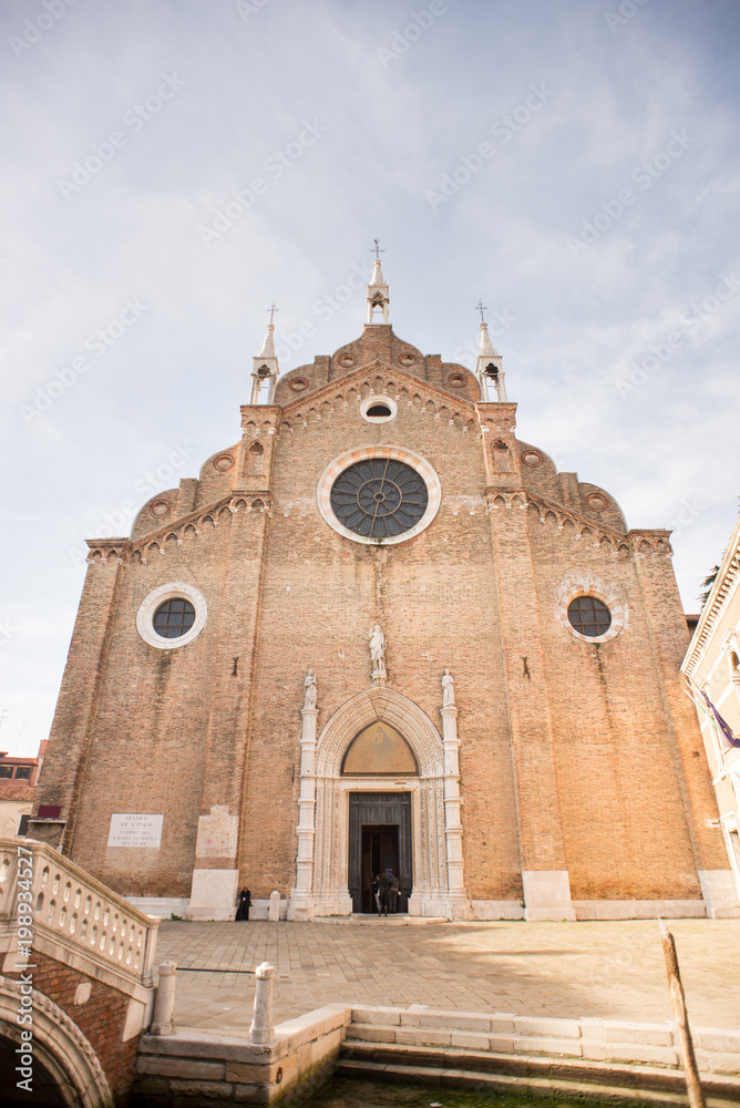 Facade of Basilica di Santa Maria Gloriosa dei Frari.