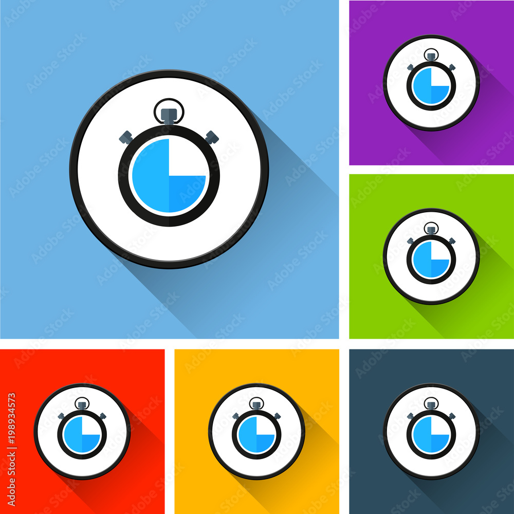 stopwatch icons with long shadow stopwatch icons with long shadow