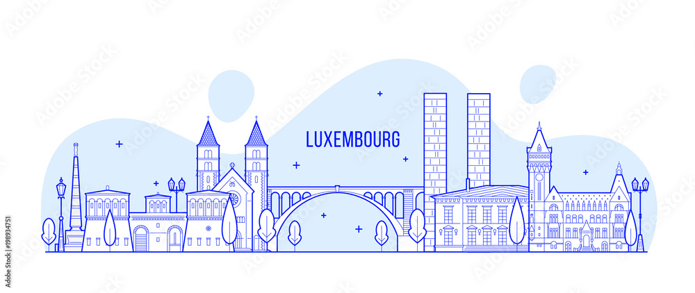 Luxembourg city skyline city buildings vector