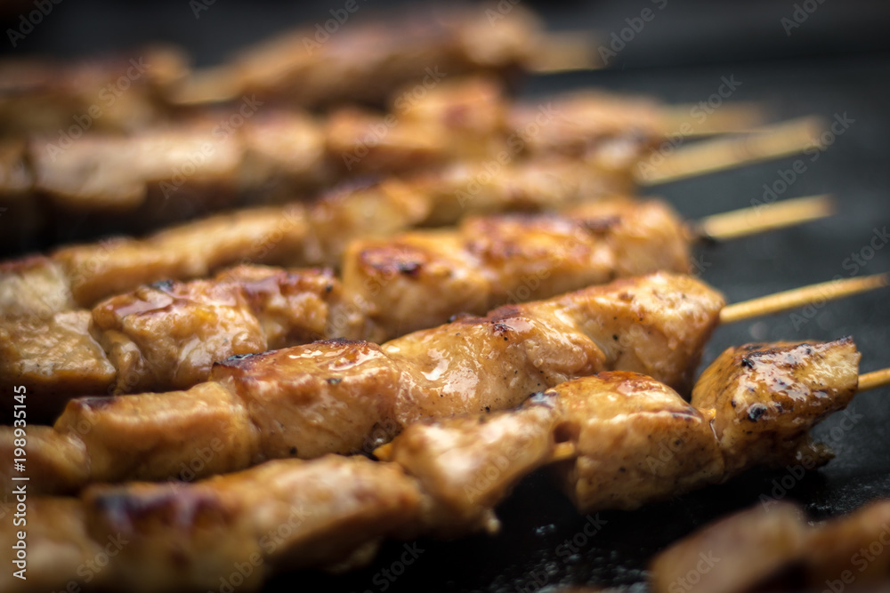 Juicy Kebab On Barbecue With Low Depth Of Field 