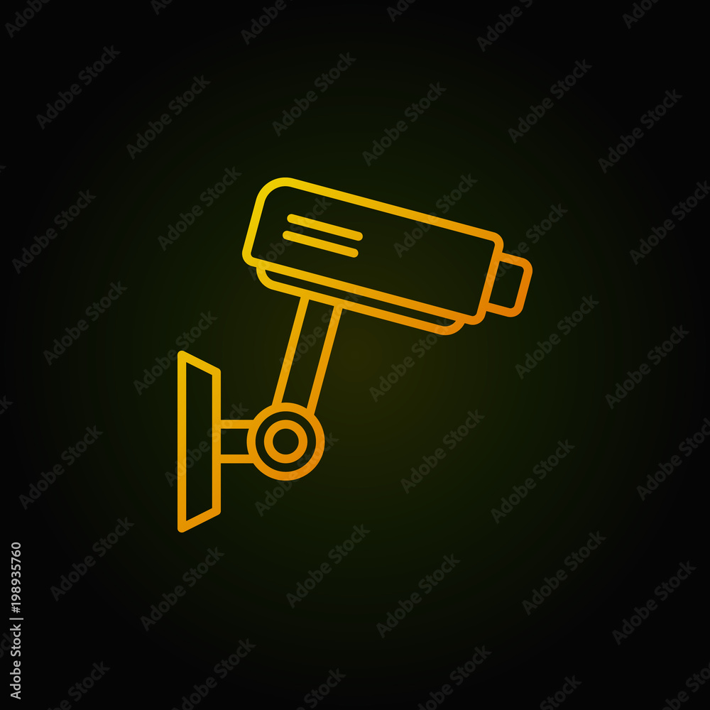 CCTV yellow icon - vector camera concept line sign CCTV yellow icon - vector camera concept line sign