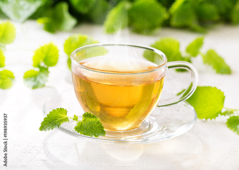 cup of tea with mint leaves