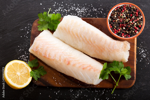 Obraz na plátne fresh fish fillet with ingredients for cooking