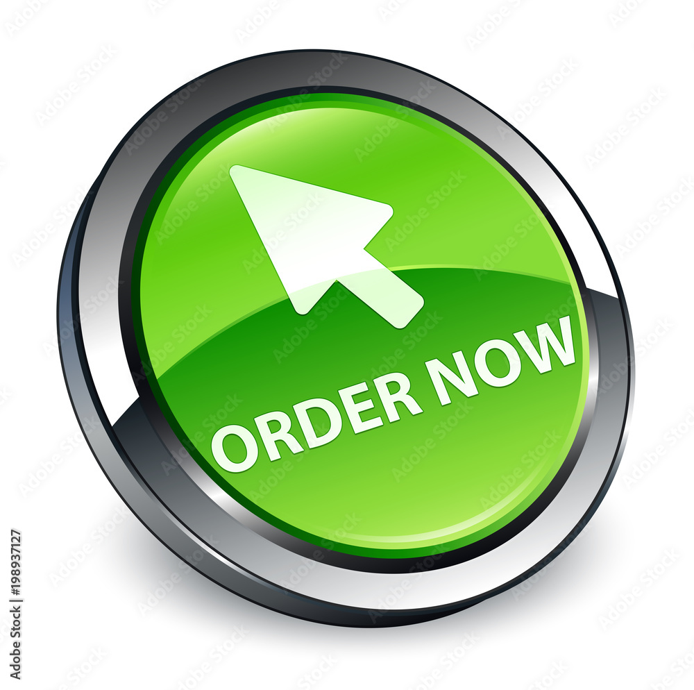 Order now (cursor icon) 3d green round button Order now (cursor icon) 3d green round button