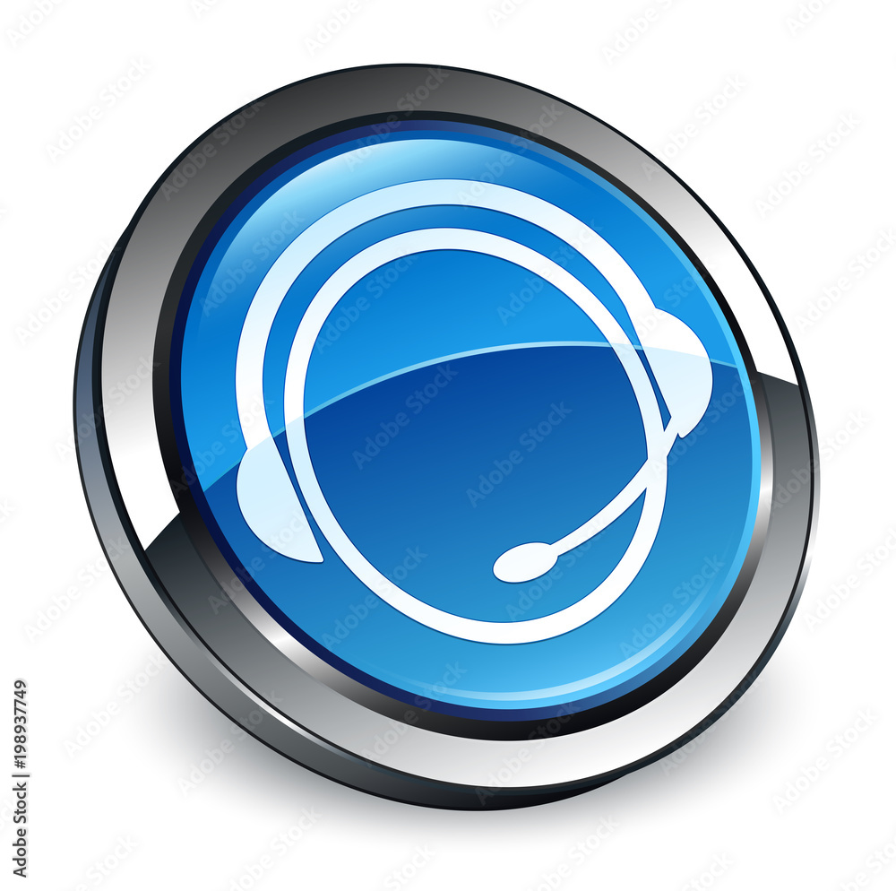 Customer care service icon 3d blue round button Customer care service icon 3d blue round button