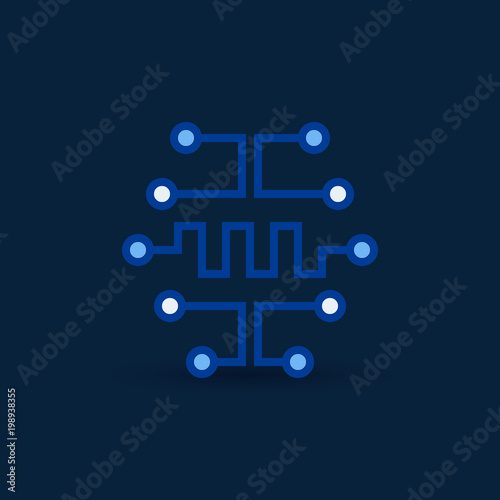 Cyberbrain icon. Vector digital circuit board brain symbol