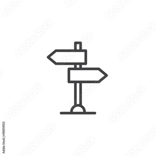 Signpost outline icon. linear style sign for mobile concept and web design. Road pointer line vector icon. Symbol, logo illustration. Vector graphics