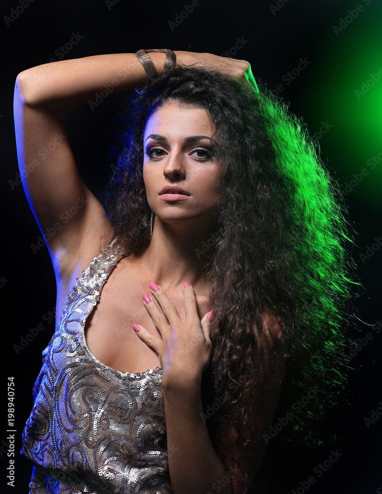 Fototapeta premium Fashion model with wavy hairstyle
