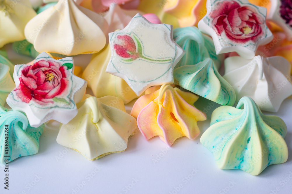 Colourful Meringue colored meringues many different sweet Colourful Meringue colored meringues many different sweet