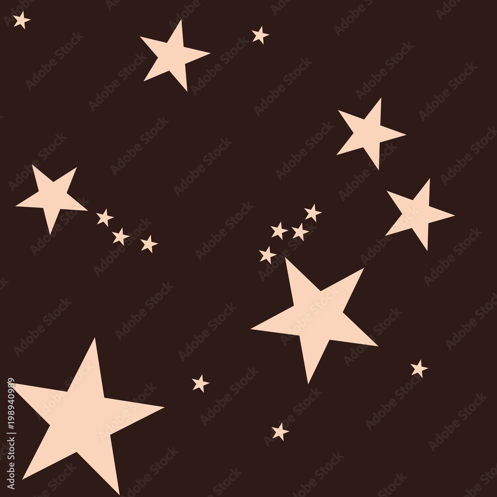 Retro endless background with beige stars on black background.