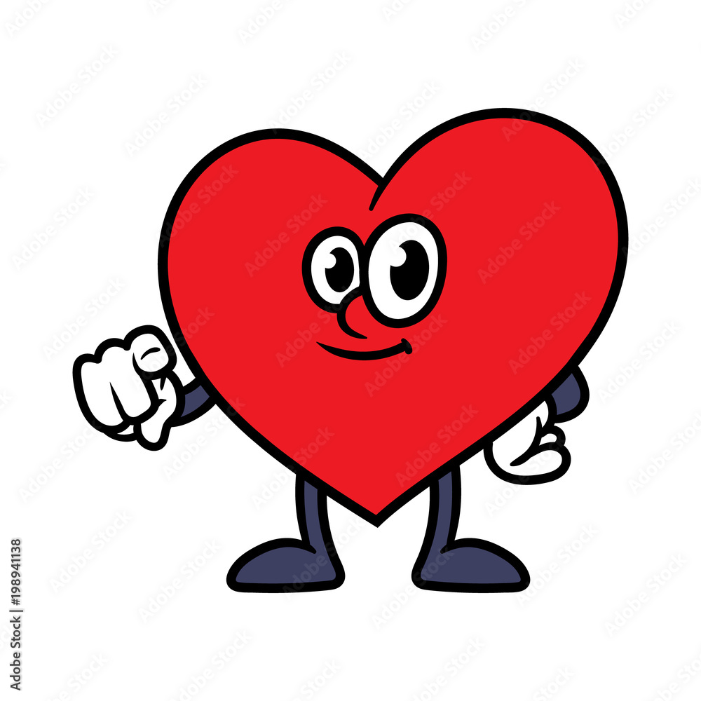 Cartoon Pointing Heart Character Cartoon Pointing Heart Character