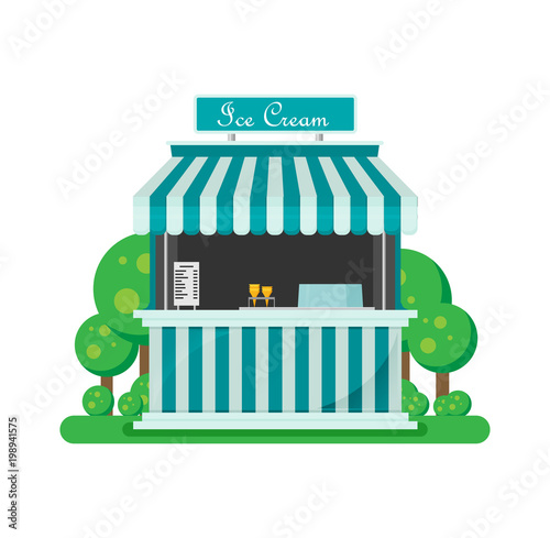 Shiny colorful ice cream shop vector illustration.