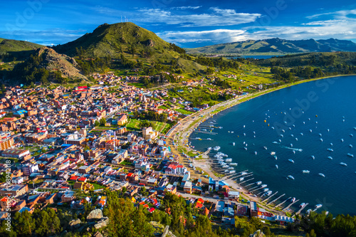 Town of Copacabana and the lake of Titicaca, Bolivia photo