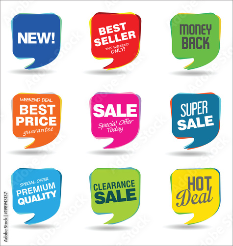 Modern sale stickers and tags colorful collection