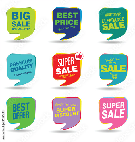 Modern sale stickers and tags colorful collection