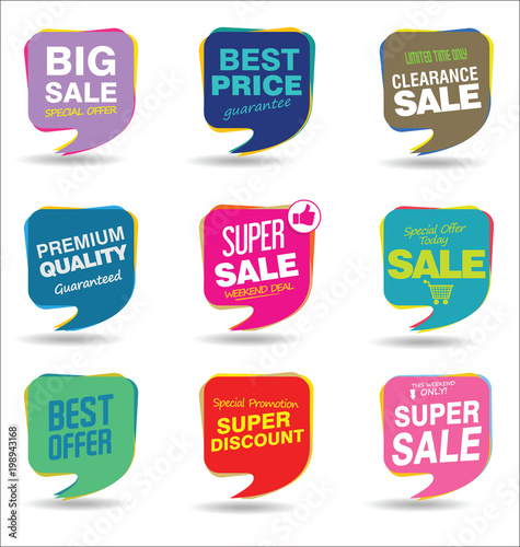 Modern sale stickers and tags colorful collection