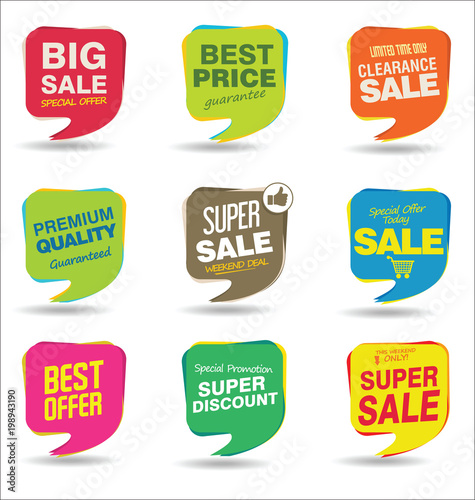 Modern sale stickers and tags colorful collection