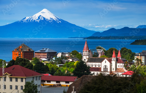 City of Puerto Varas with volcano of Osorno on the background. Chile photo