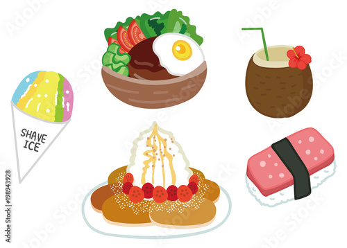 ハワイの名物のイラスト素材