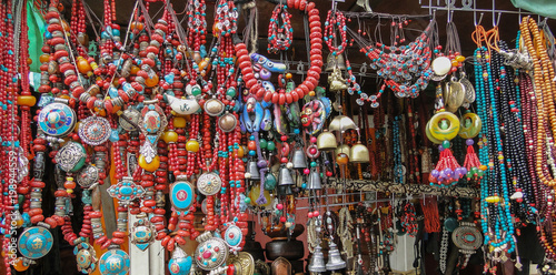 Souvenirs at flea market in Lhasa, Tibet photo