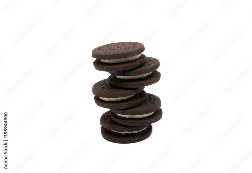 Sandwich black cookies isolated on the white Sandwich black cookies isolated on the white