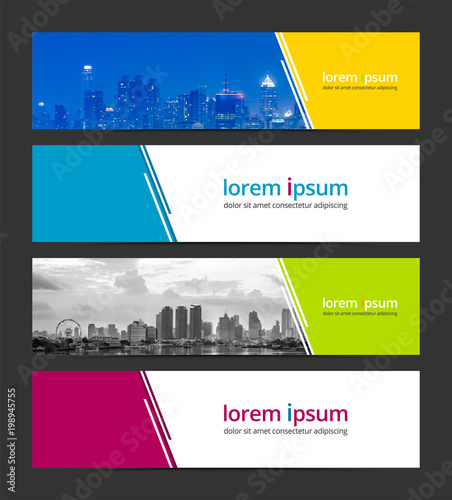 Banner design template abstract background geometric vector. Corporate business banner advertising set. Infographic design elements.