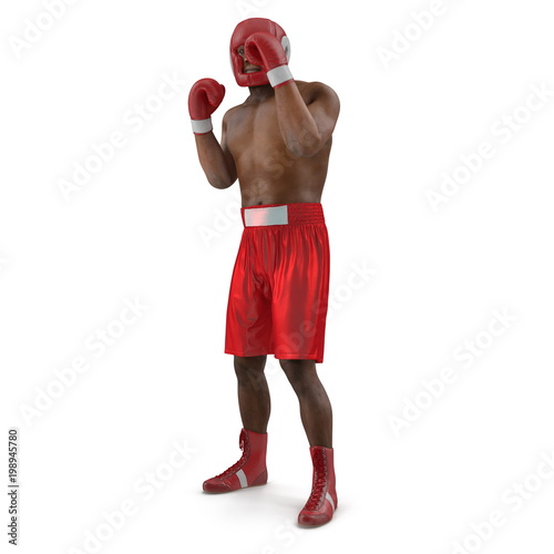 African American Male boxer on white. 3D illustration