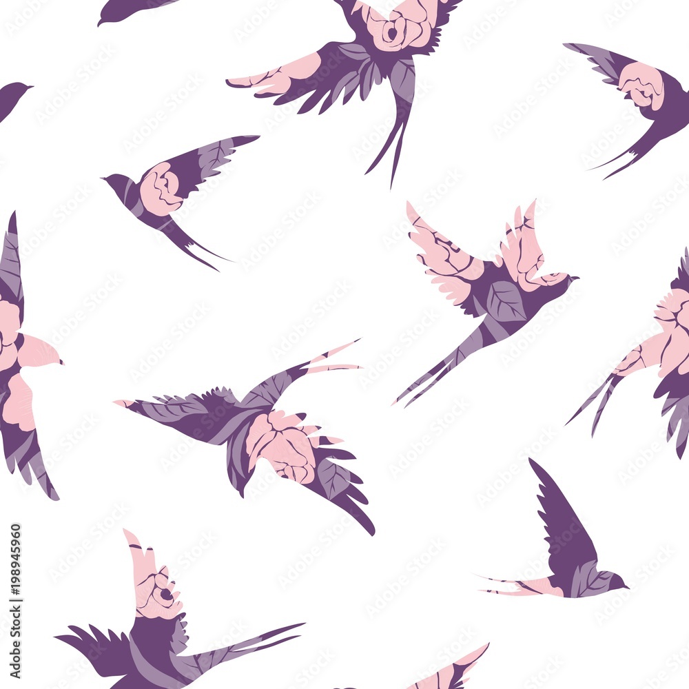 Obraz premium vintage pattern with little swallows