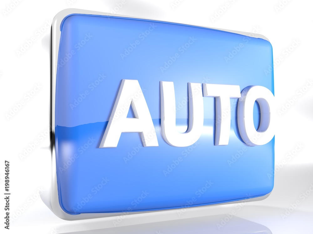 Box blue AUTO icon - 3D rendering