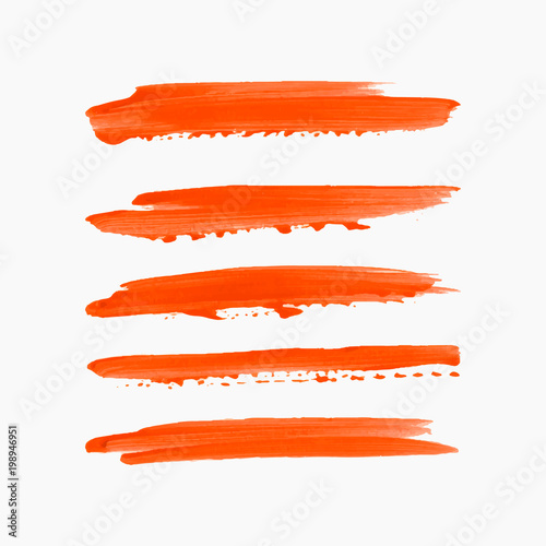 Acrylic art brush painted textured stripes set isolated vector background. Watercolor stroke set.