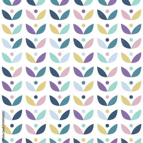 Scandinavian folk art seamless vector pattern with plants in minimalist style