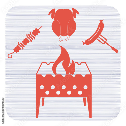 Brazier, kebab, chicken and sausage icon