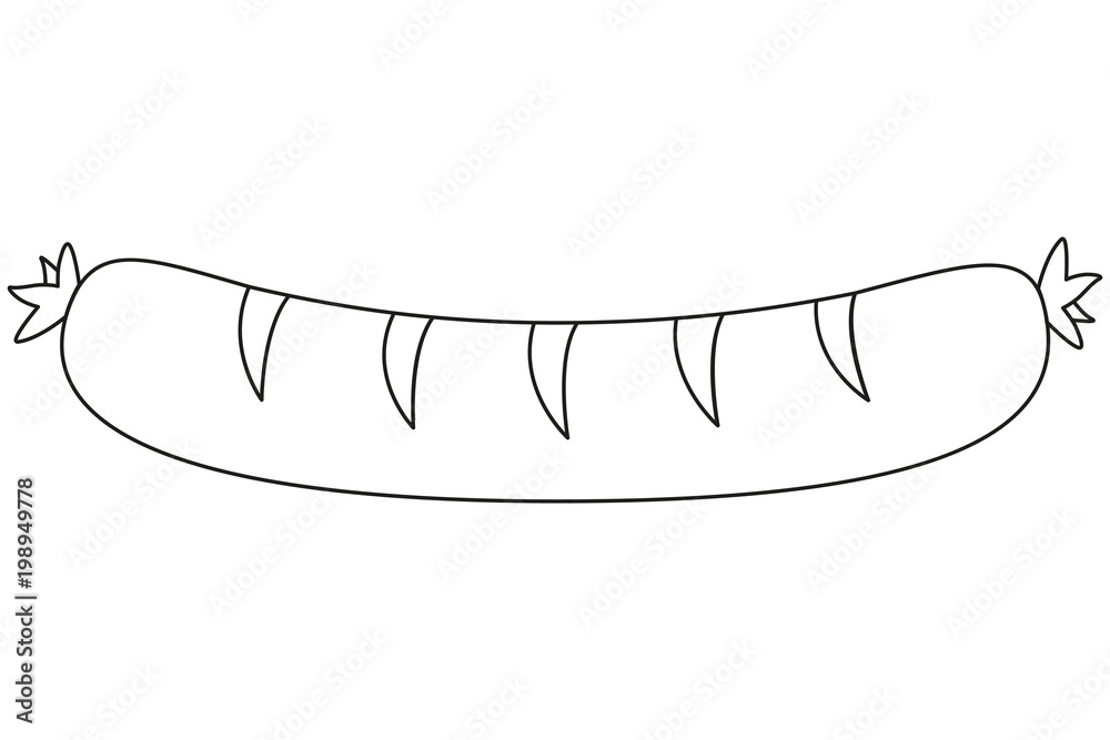 Line art black and white sausage Adobe Stock
