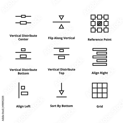 9 Aligment thin line icons. Icons for web and user interface
