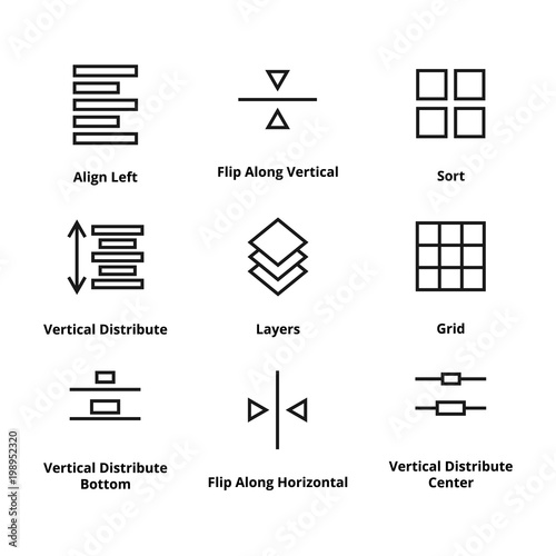 9 Aligment thin line icons. Icons for web and user interface
