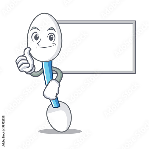 Thumbs up with board cotton swab character cartoon photo