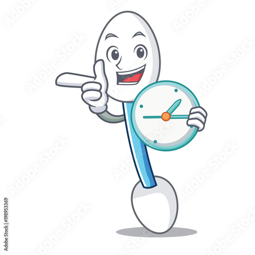 Clock cotton swab character cartoon photo