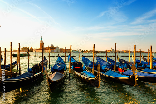 Gondolas near St.Mark square (Piazza San Marco) in Venice. Italy.
