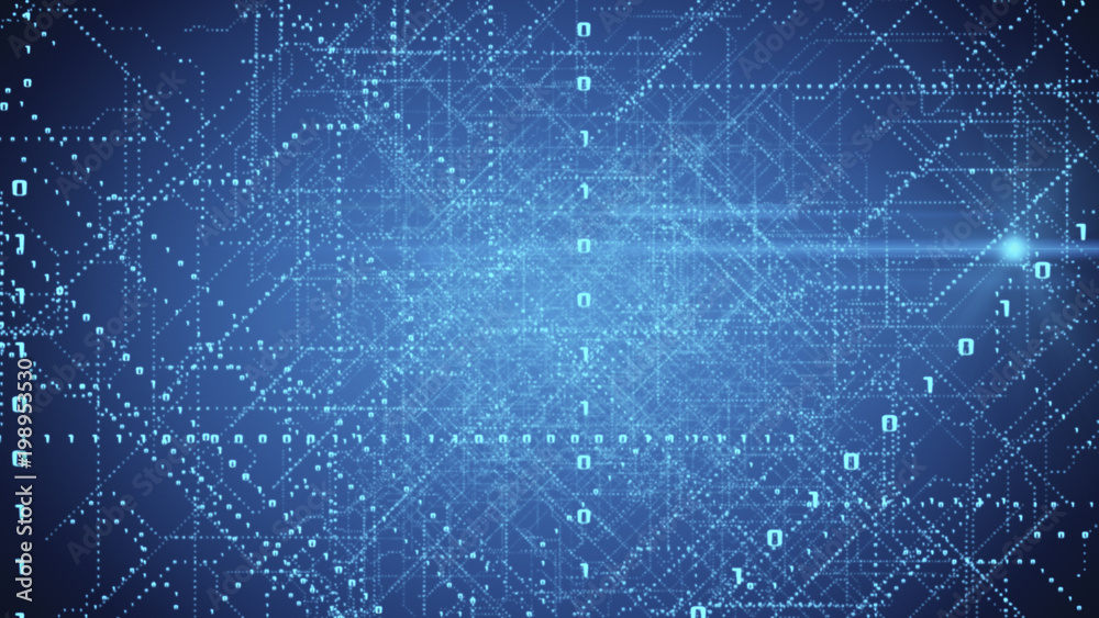 Digital Connectivity, Artificial Intelligence And Data Storage Concept. Futuristic Electronic Circuit Board, Conductors And Neural Signals