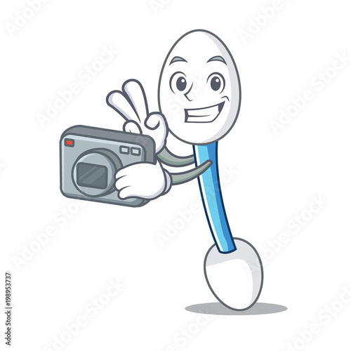 Photographer cotton swab mascot cartoon