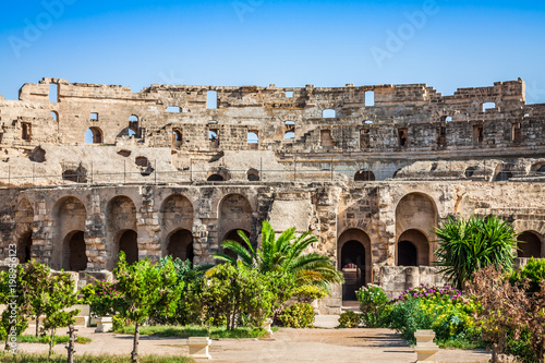 Tunisia. El Jem  ancient Thysdrus . Ruins of the largest colosseum in North Africa