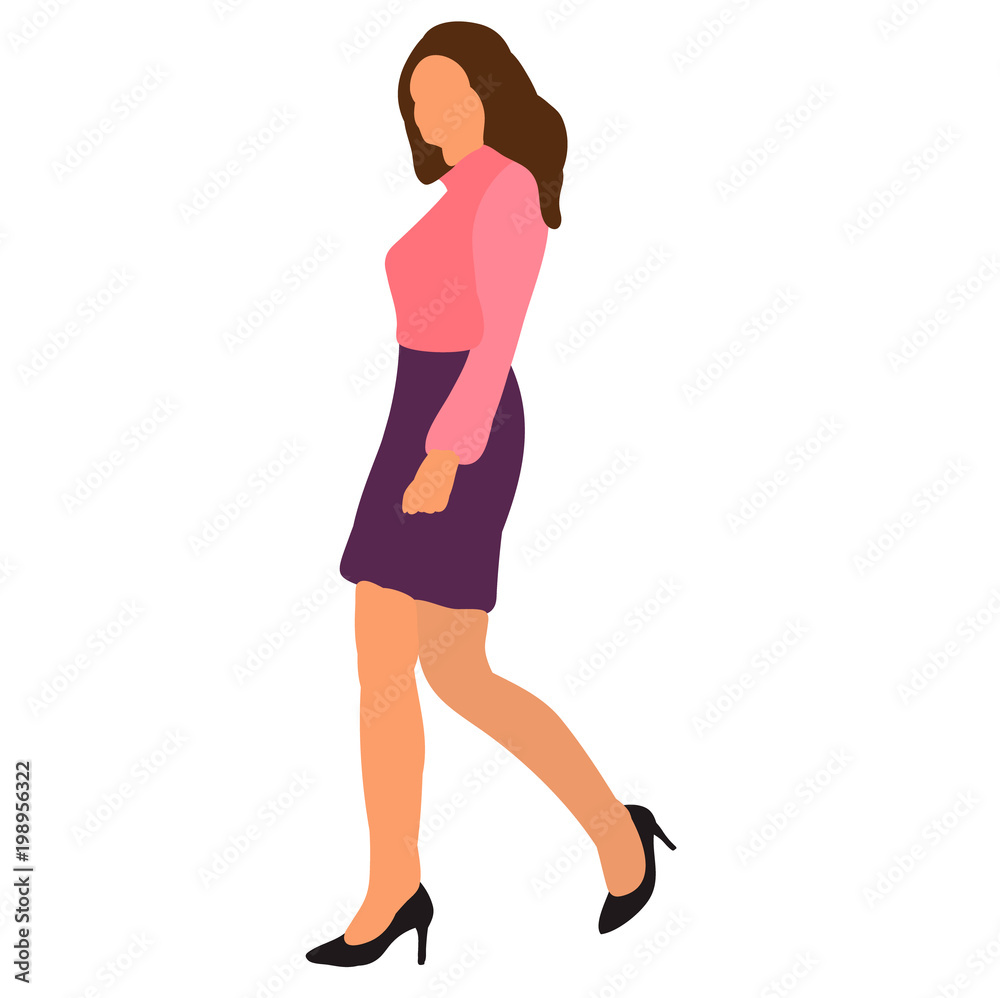 vector, isolated on white background the girl is coming vector, isolated on white background the girl is coming