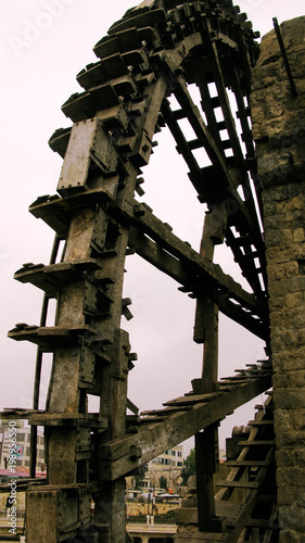 Irrigation Water-wheel norias in Hama on the Orontes river, Syria photo