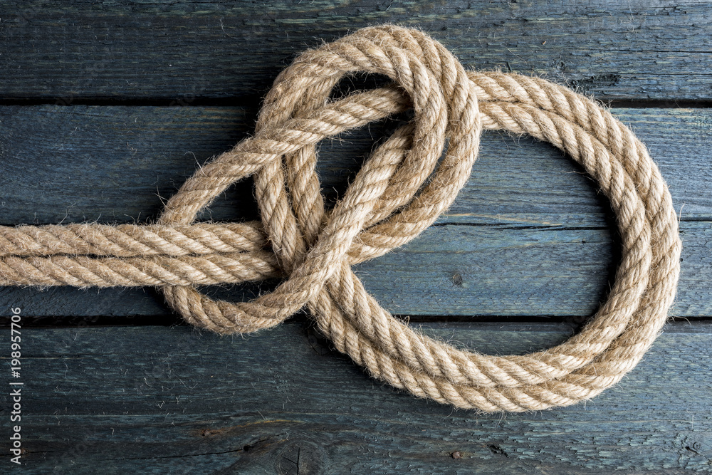 Bowline on Bight Knot. Rope node.