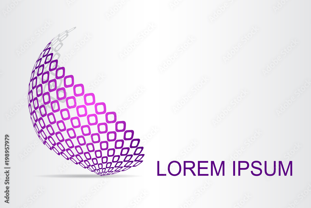 Abstract technology logo stylized spherical surface with abstract shapes. Abstract technology logo stylized spherical surface with abstract shapes.