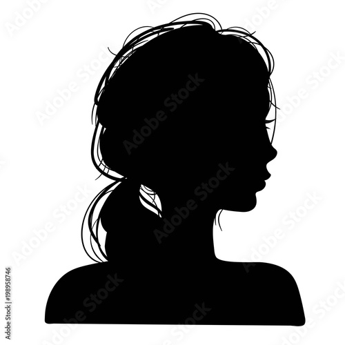 Vector illustration of a silhouettes head girls