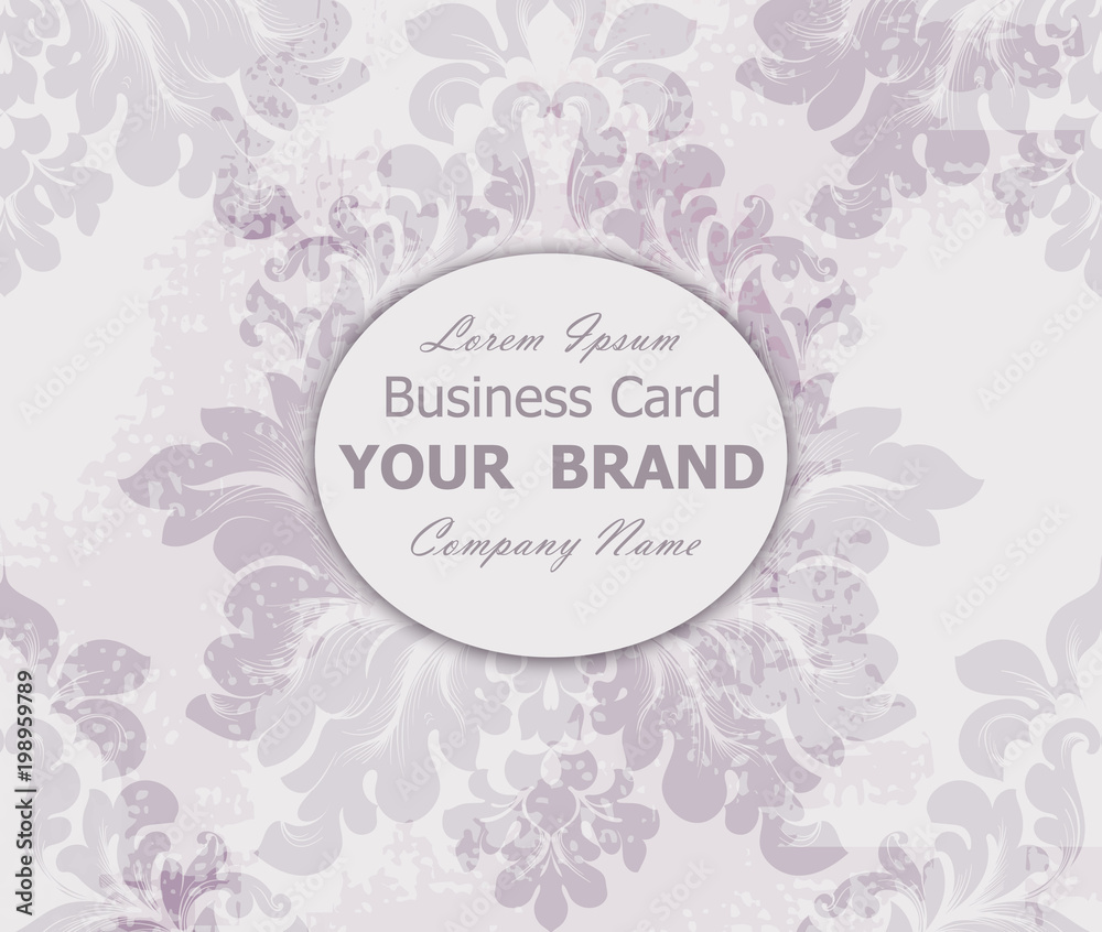 Business card with vintage baroque element. Vector
