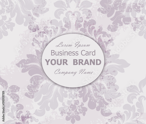 Business card with vintage baroque element. Vector