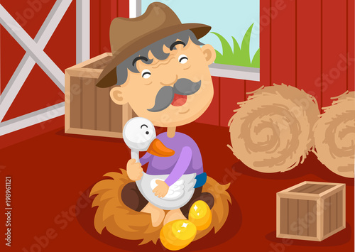 illustration of isolated goose with golden egg fairy tale vector