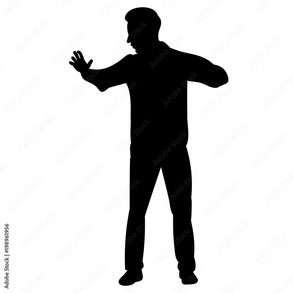 vector, isolated silhouette of a guy dancing a dance